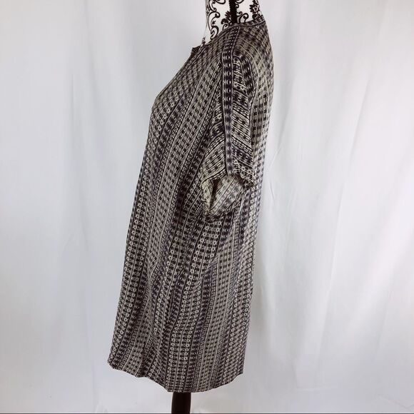 Vince Aztec Silk V-neck Shift Midi Dress - Picture 6 of 9